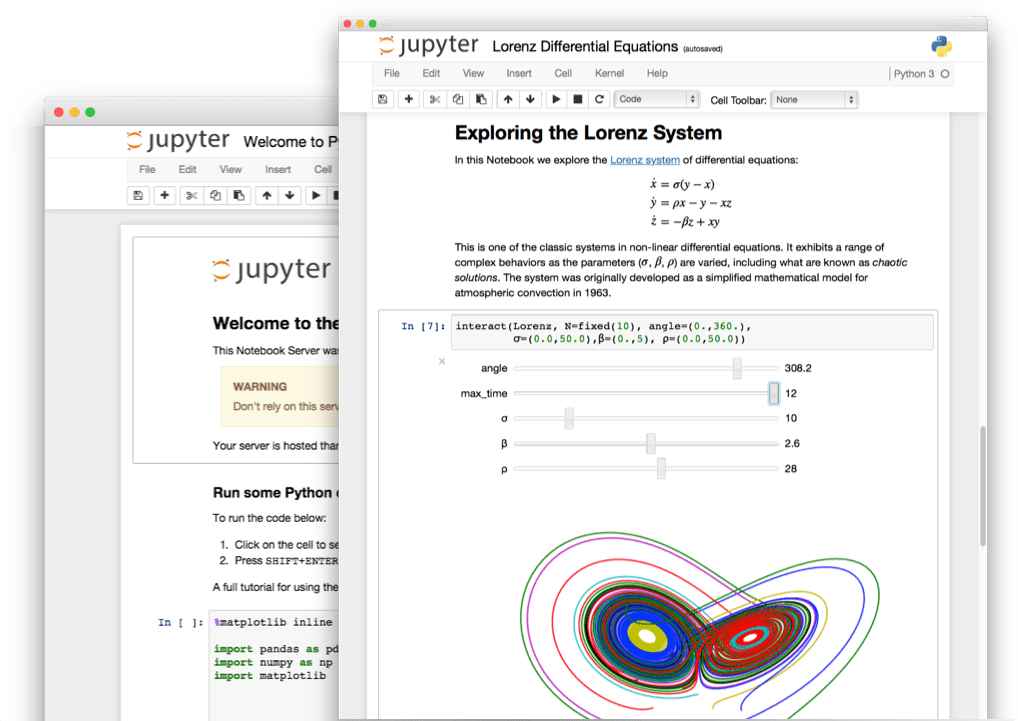 example notebook of Lorenz differential equations